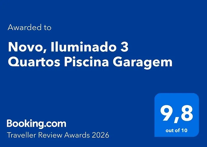 Novo, Iluminado 3 Quartos Piscina Garagem